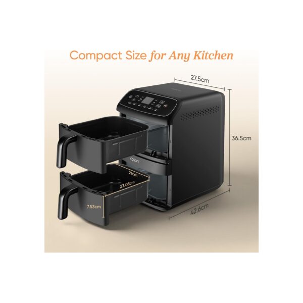 Cosori Double Stack Air Fryer 8.6L, Less 39% Counter Space, Ceramic Coating