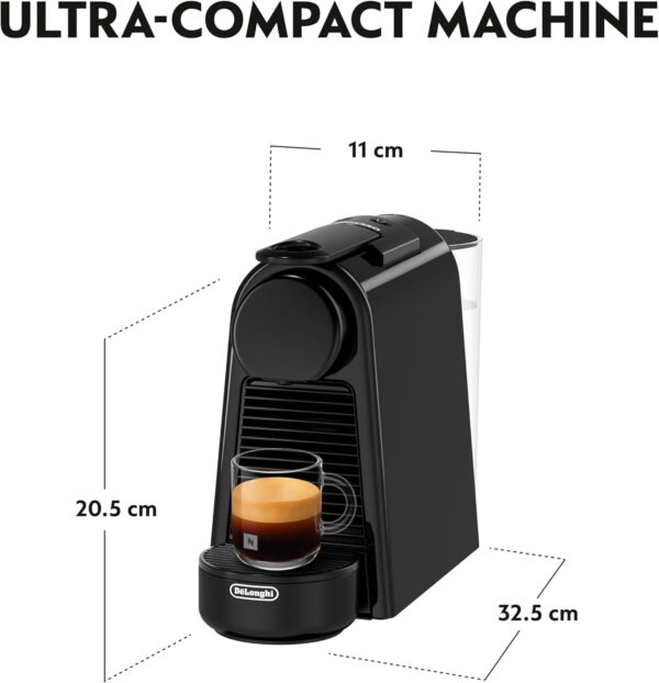 Nespresso Original Essenza Mini Coffee Machine & 50 Pods Black by De'Longhi