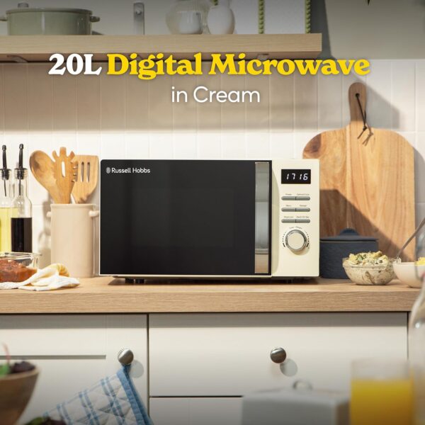 Russell Hobbs Digital Microwave 20L 800W in Cream with 5 Power Levels